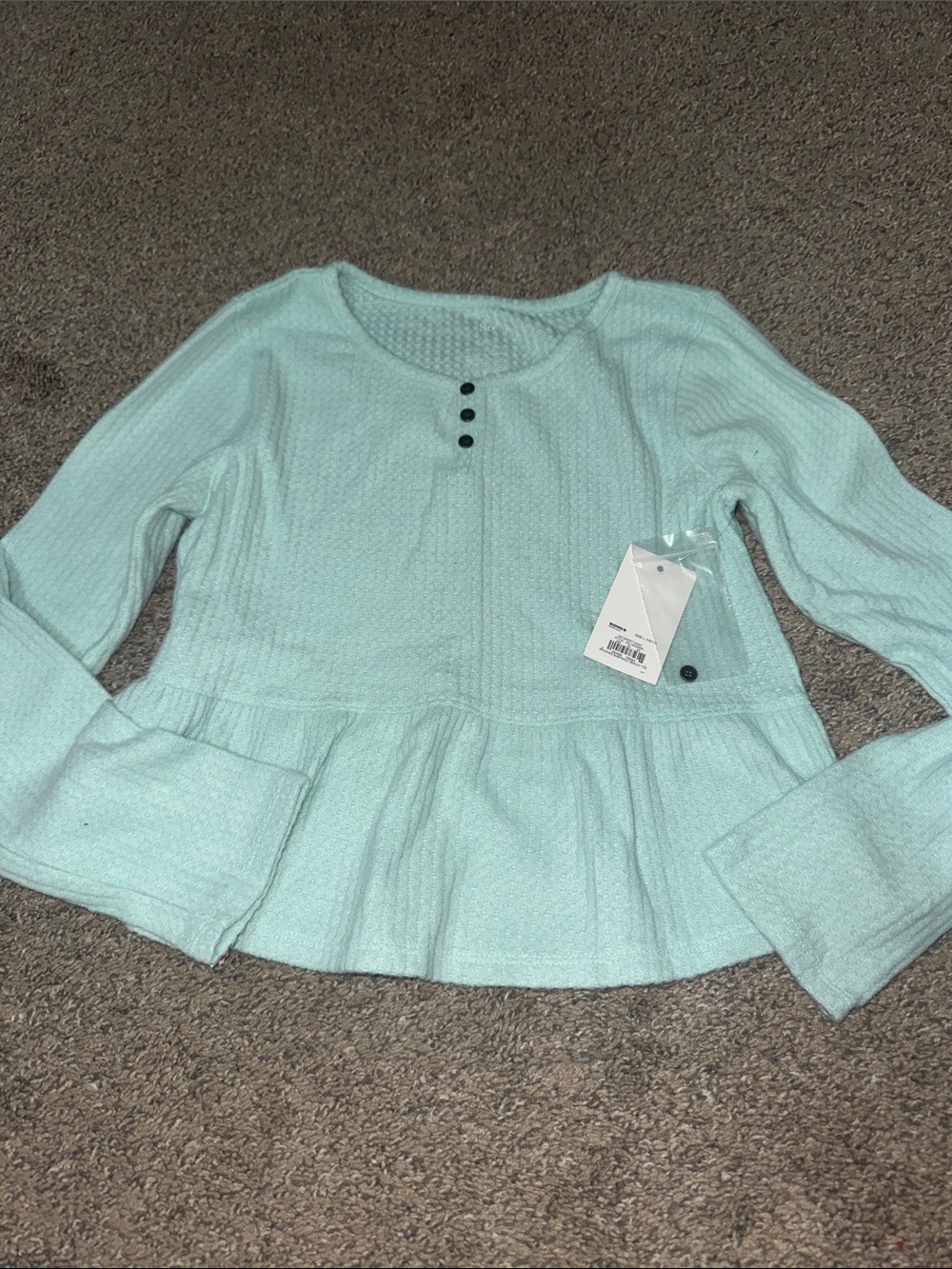 NWT SO Light Mint Peplum Long-Sleeve Top